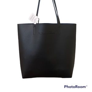 NWT Oscar De La Renta Vegan Faux Leather Black Tote